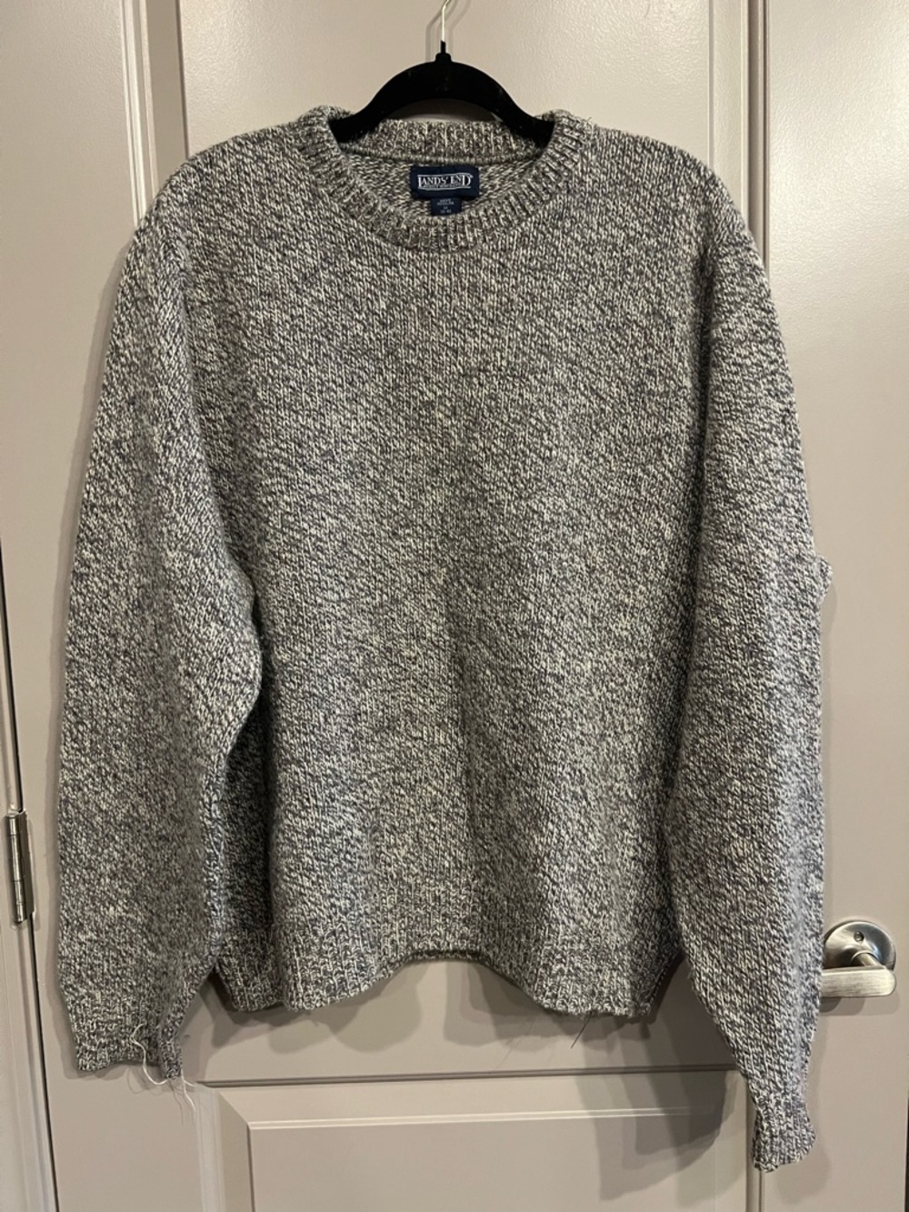 Lands' End Wool Marled Gray Crewneck Sweater